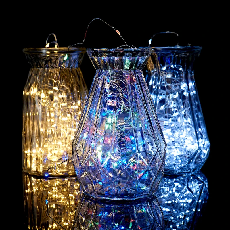 1 m - 10 m ไฟ Fairy ทองแดงลวด LED String Light แบตเตอรี่ขับเคลื่อนสําหรับคริสต์มาสงานแต่งงานห้องนอนตกแต่งในร่ม