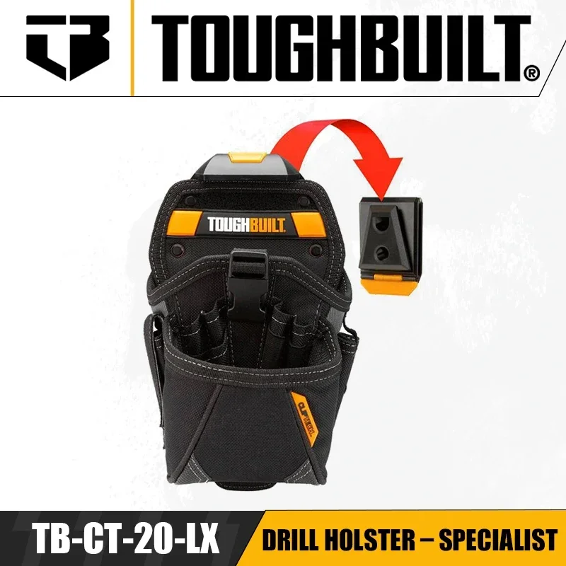 TOUGHBUILT TB-CT-20-LX Funda para taladro – Bolsa para cinturón de taladro manual especialista Instalación de reparación Bolsa de herramientas de almacenamiento portátil