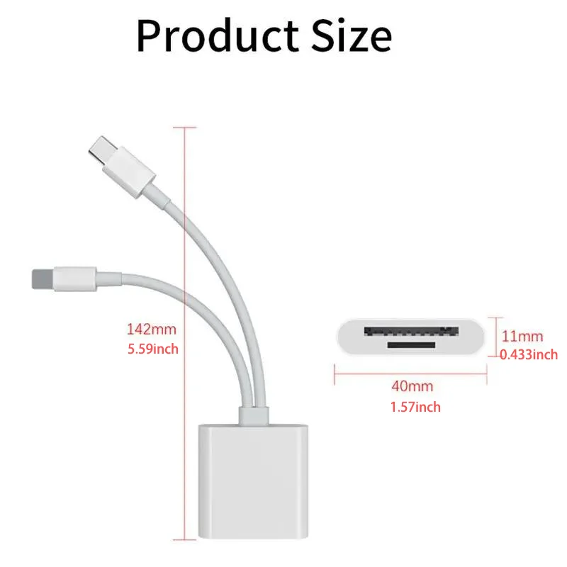 Lightning Typ 2-in-1-OTG-Kartenleser auf SD-TF-Speicherkartenadapter für PC, Laptop, iPhone, Multi-Smartcard-Reader, keine APP erfordert