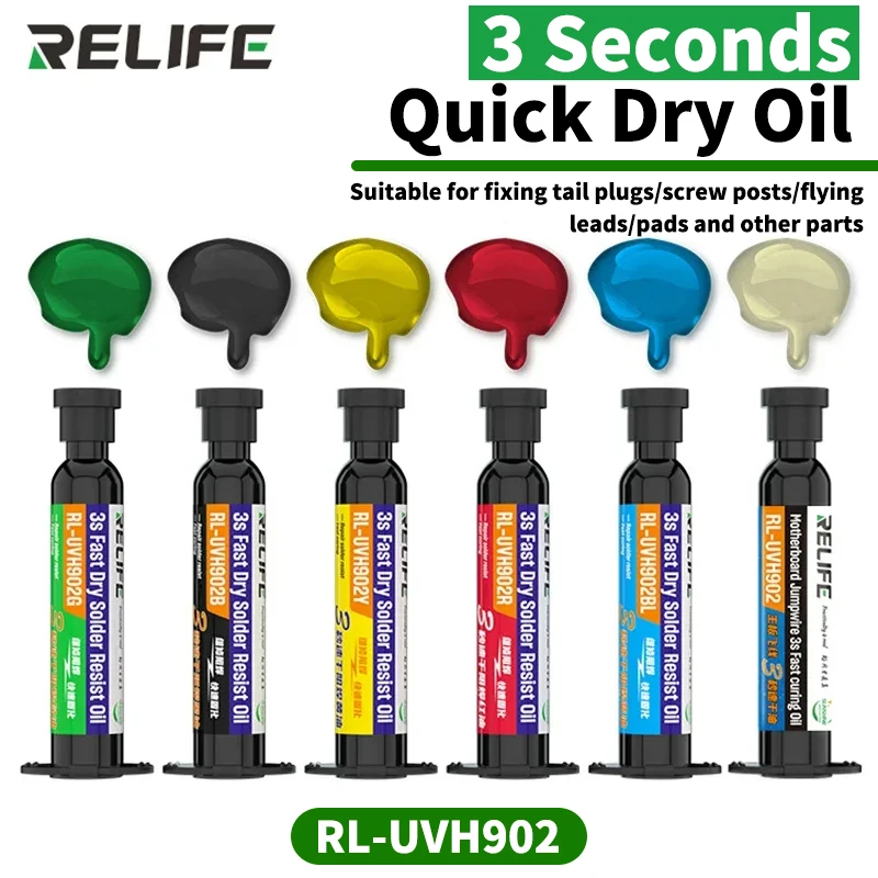 RELIFE RL-UVH902 3 Seconden Sneldrogende Olie voor Mobiele Telefoon Moederbord BGA PCB Vliegende Lijn UV Reparatie Snelle Uitharding Olie Tool