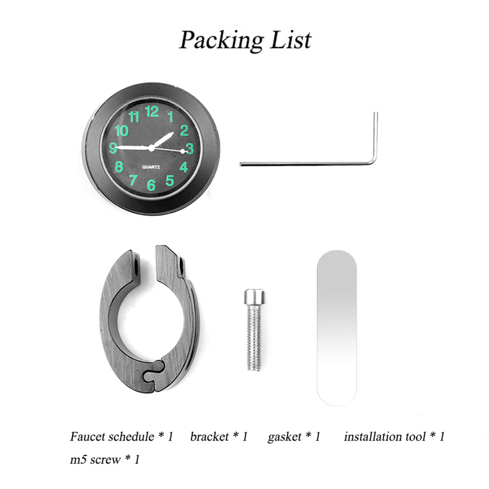 Reloj para manillar de motocicleta, duradero, de acero inoxidable, visión nocturna, resistente al agua, con hebilla a prueba de golpes, para moto y bicicleta