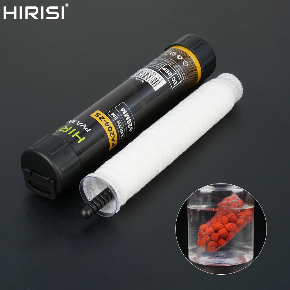 Hirisi 1 pieza 5M pesca de carpa PVA malla en tubo para cebo de pesca disolución rápida carpa alimentador de pesca accesorios de pesca