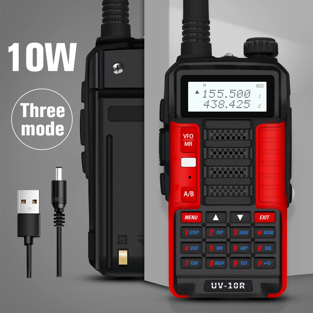 Baofeng UV-10R Professional Walkie Talkies, High Power 10W Dual Band 2-way Ham วิทยุ, UV-10R 2 Way วิทยุ Talkie Walkie 50 กม.