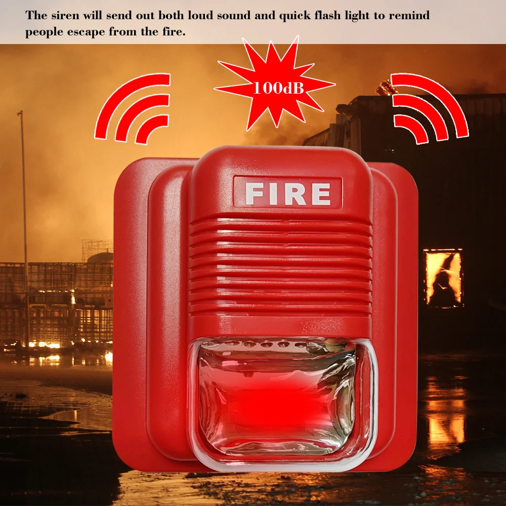Fire Alarm Warning Strobe ไซเรนฮอร์นเสียง & Strobe Alert ระบบรักษาความปลอดภัยสําหรับโฮมออฟฟิศโรงแรมร้านอาหาร