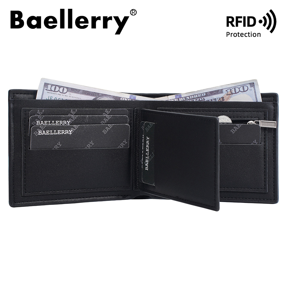 Baellerry Portafogli da uomo classici corti in vera pelle Porta carte da uomo con tasca portamonete di moda Qualità semplice