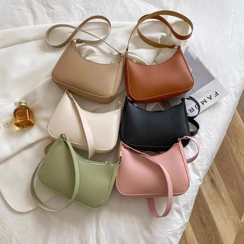 Nuevo bolso de mano de PU a la moda para mujer, bolso cuadrado pequeño de macarrón de Color puro Retro, cientos de bolsos de hombro, bolsos informales para mujer