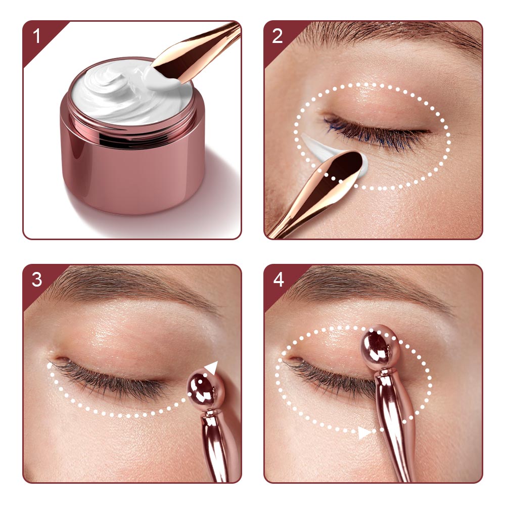 Mini palo de masaje de ojos 2 en 1, herramienta de cuchara de mezcla Facial, aplicador de ojeras, bolsa de ojos anticrema, estiramiento Facial
