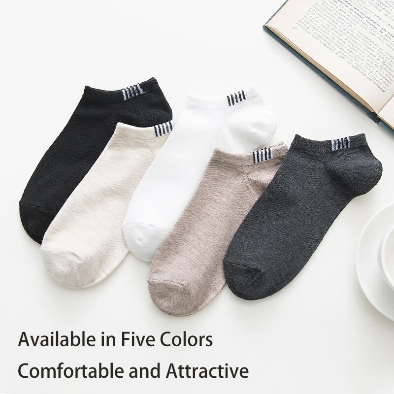 5 Pairs of Spring and Summer Men's and Women's Four-season Simple Fashionable and Comfortable Sports Striped Socks