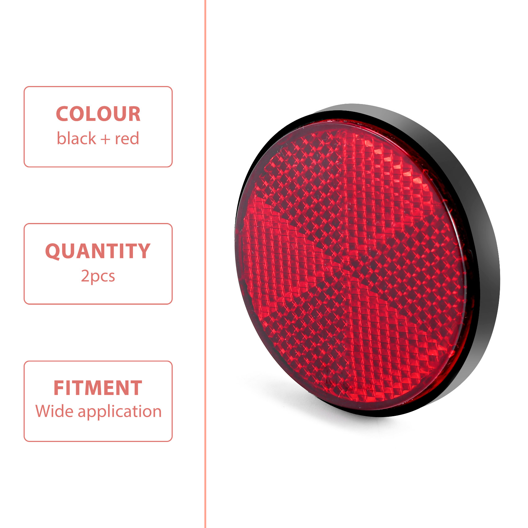 ตัวสะท้อนแสงสีแดงทรงกลม2ชิ้นอเนกประสงค์สำหรับรถจักรยานยนต์เอทีวี5.6*0.8ซม.