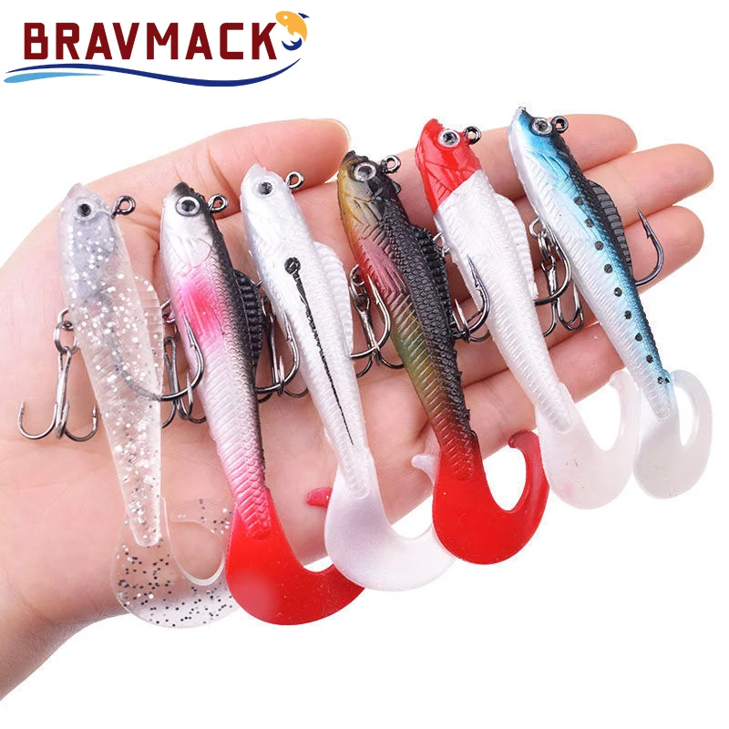 6 pezzi Swim Tail esca da pesca Jig Wobblers esche morbide esca artificiale in silicone spigola carpa cucchiaio esca da pesca