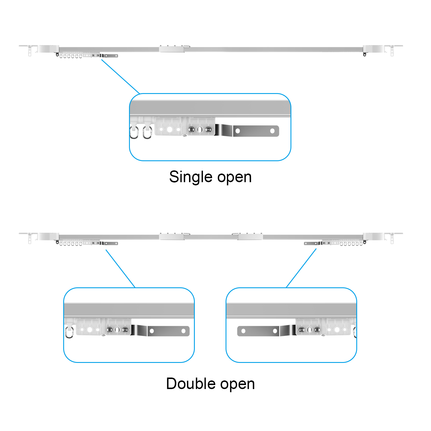 MaiHa Tuya Wifi Electric Smart Curtain Motor Motorized System Scalable 20cm Track Rod Intelligent Support Alexa Google Assist