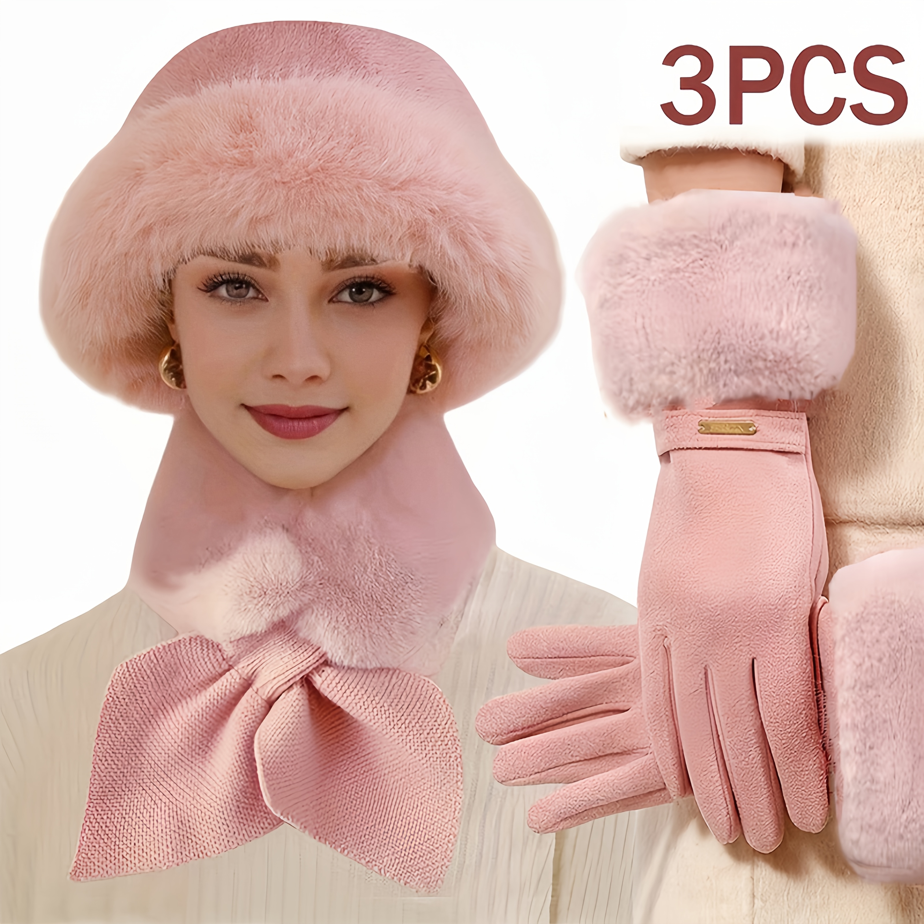 3pcs winter warmth accessory set, It is perfect for cold weather and outdoor activities, ideal Christmas or Valentine's Day gift