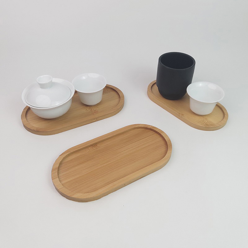 Bandejas de madera ovaladas para servir comida, platos de cena, plato de postre redondo de madera maciza, 1 ud.