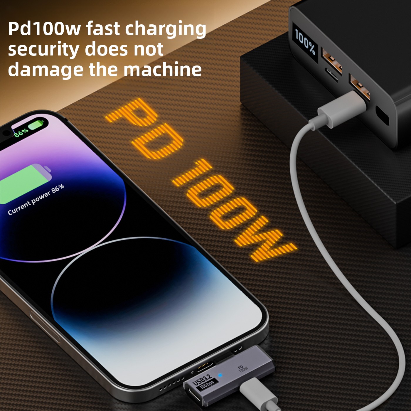 Typ-C 1/2 Dual C Port Adapter OTG Konverter unterstützt die Erweiterung von USB 3.0 und gleichzeitiges Laden von PD100W