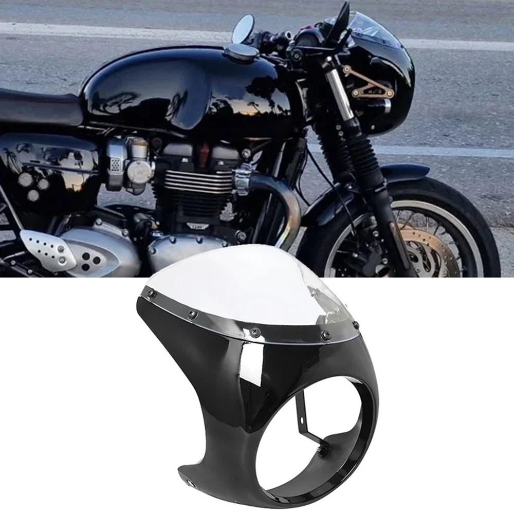 Para harley sportster bobber touring honda motocicleta universal cafe racer 7 polegada farol guiador carenagem kits de pára-brisa