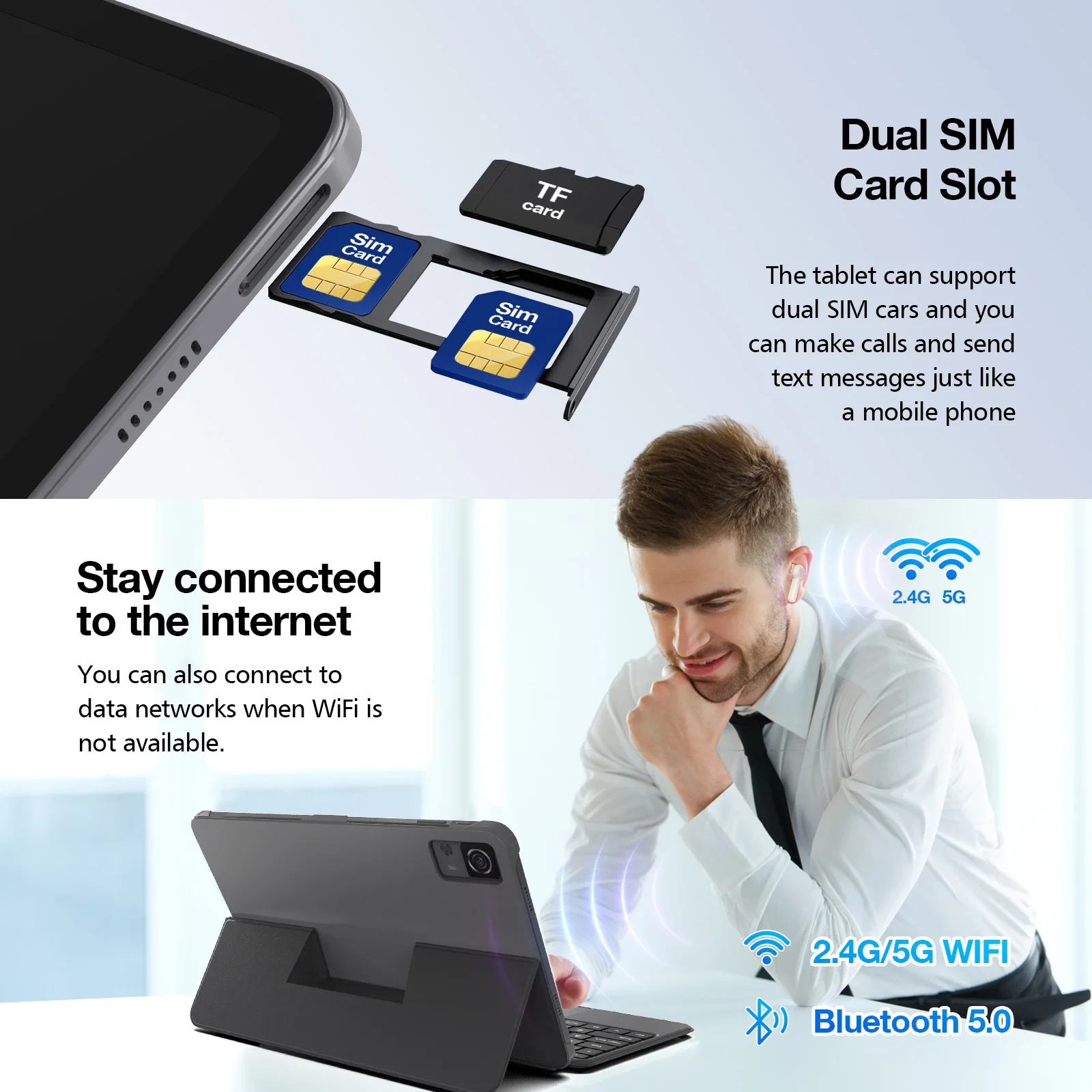 P51L Android 14 Tablet 11,97 Zoll, UNISOC T616 Octa Core, 16 GB RAM + 256 GB ROM/TF 1 TB, Widevine L1 2K FHD Cellular Tablet mit Dual-SIM-Steckplatz, 8800 mAh, 13 MP Kameras, Quad-Lautsprecher, 5G WiFi GPS PC-ähnlich