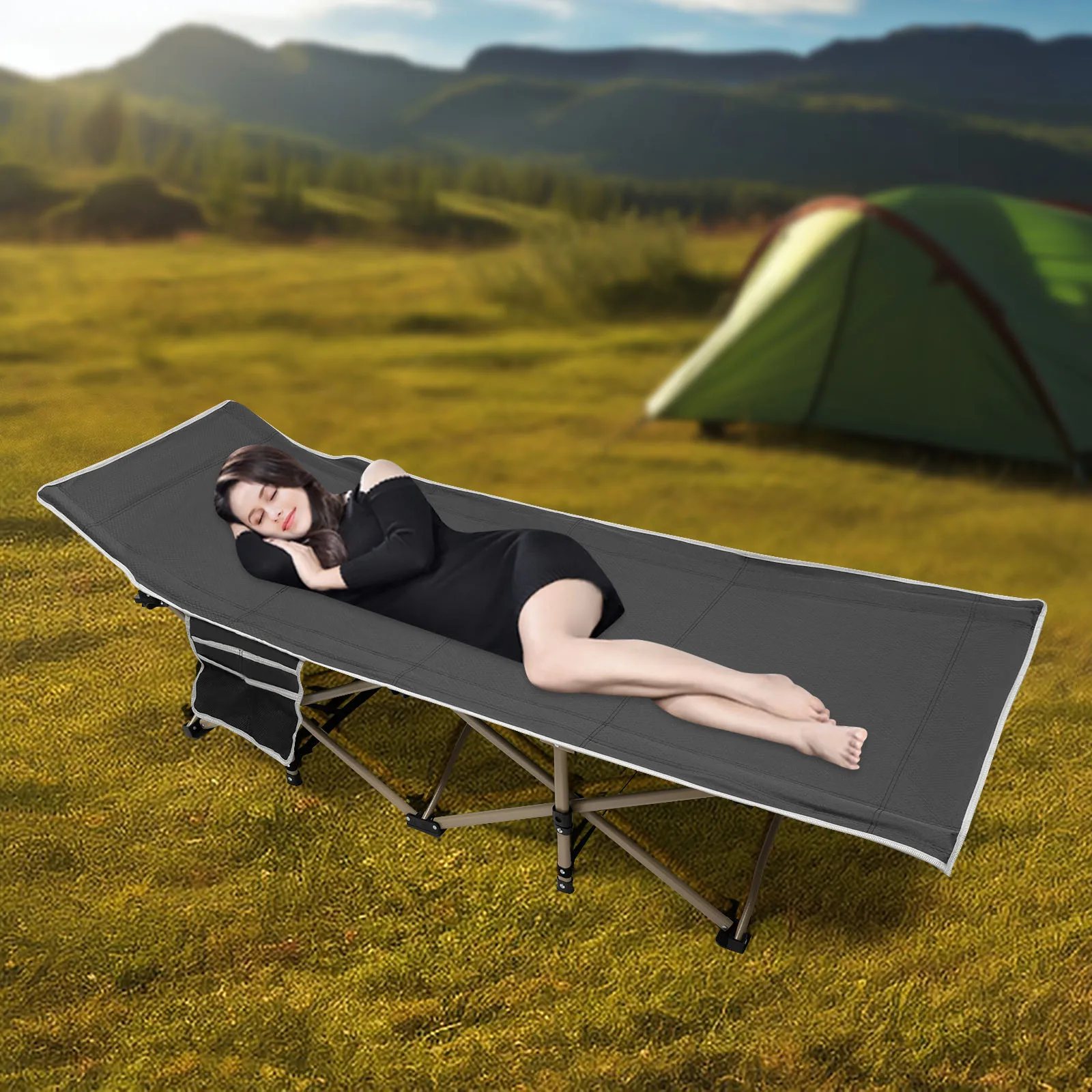 1.9M Camping Bed, Camping Cot for Adults, Folding Sleeping Cots for Camping & Hunting, Travel Tent Cots