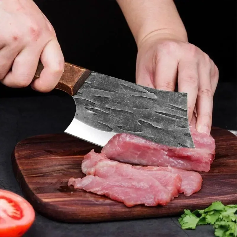 Cuchillo de carnicero para cortar pescado, carne, verduras, cuchillo de carnicero, mango de madera de acero inoxidable, cuchillos de cocina para Chef
