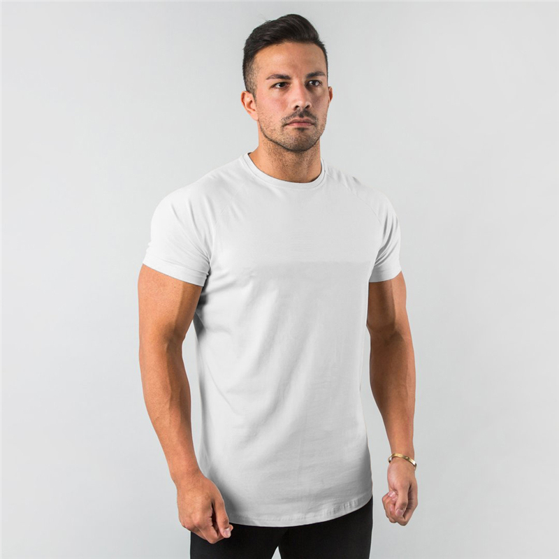 新しいファッション無地トップス Tシャツフィットネスメンズ Tシャツ半袖筋肉ジョガーボディービル Tシャツ男性体操服スリムフィットシャツ