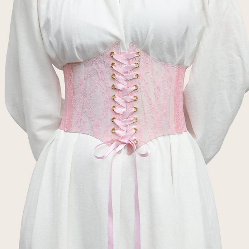 Moldeadores de cuerpo para mujer, cinturón de cintura con cordones, corsé, cinturón, Tops debajo del busto, corsé sin tirantes, corpiño de malla transparente, cinturón ancho