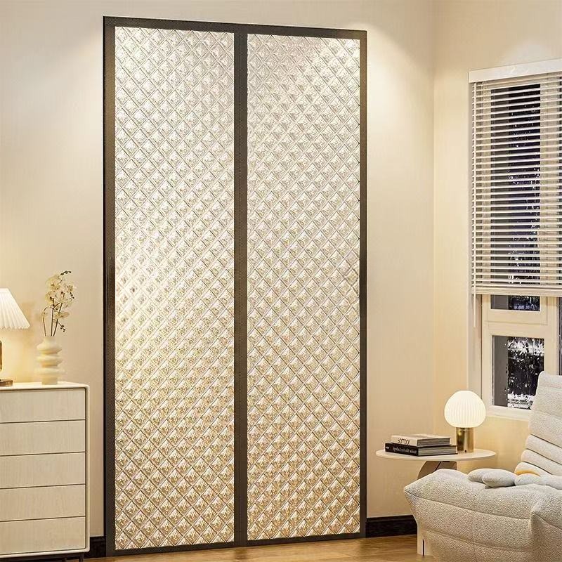 Зима, магнит, хлопковая дверная занавеска, утолщенная, бытовая изоляция, ветрозащитная перегородка, морозостойкая самовсасывающая дверная занавеска