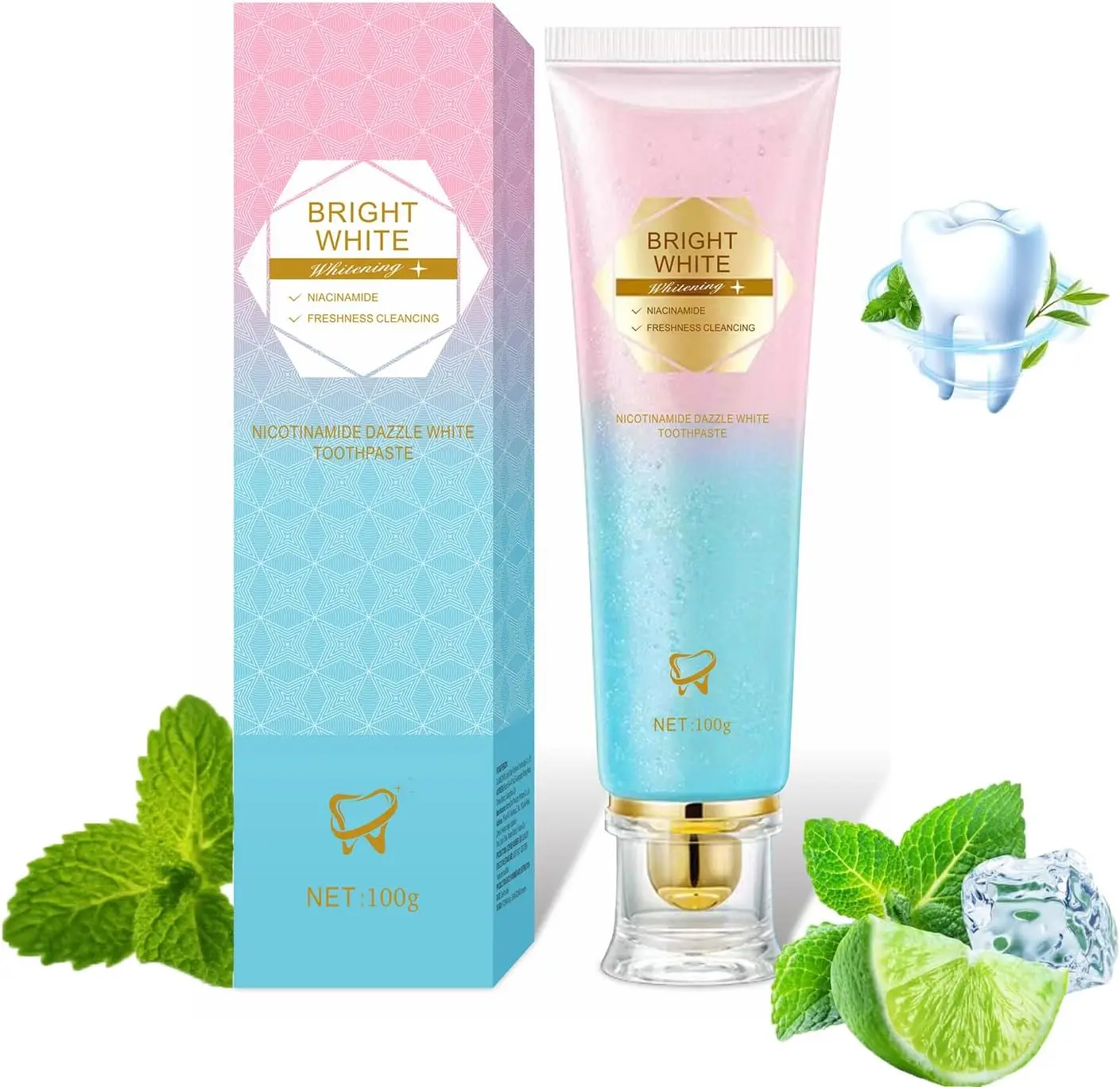 Dentifricio sbiancante al niacinamide Sbianca intensiva i denti Protegge l'esmalto Rimuove le macchie e rinfresca l'alito Igiene orale quotidiana