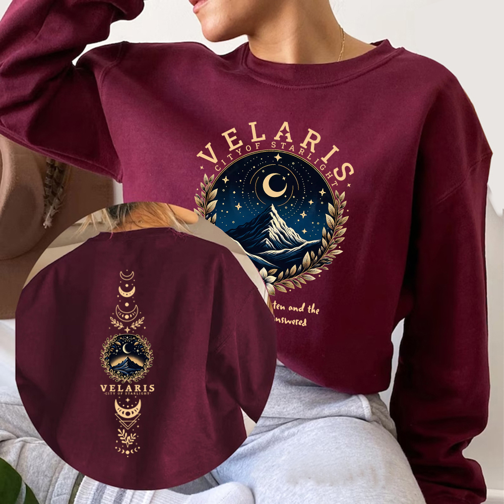 Velaris cidade de luz das estrelas moletom ACOTAR moletom com capuz The Night Court moletom feminino gráfico com capuz vintage SJM Merch pulôver