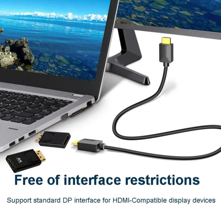 Adaptador Compatible con DisplayPort a HDMI 4K/1080P DP a HDMI, convertidor de Audio y vídeo macho a hembra para PC, portátil y proyector