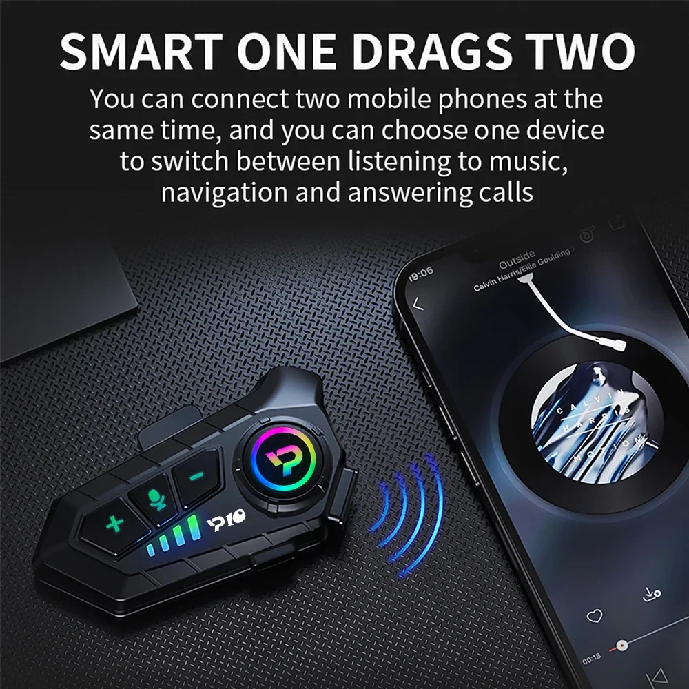 Kebedumei bluetooth 5,3 motorrad helm headset drahtlose freihändige anruf telefon kit wasserdichter kopfhörer mp3 musik player lautsprecher