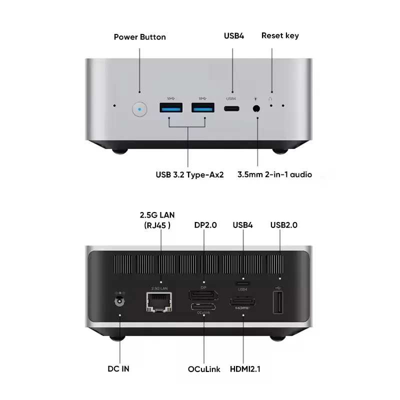 MINISFORUM AI X1 370 255 Mini PC AMD Ryzen AI 9 HX 370 R7 255 OCuLink 2*USB4 Wbudowany podwójny głośnik Komputer stacjonarny do gier WiFi7