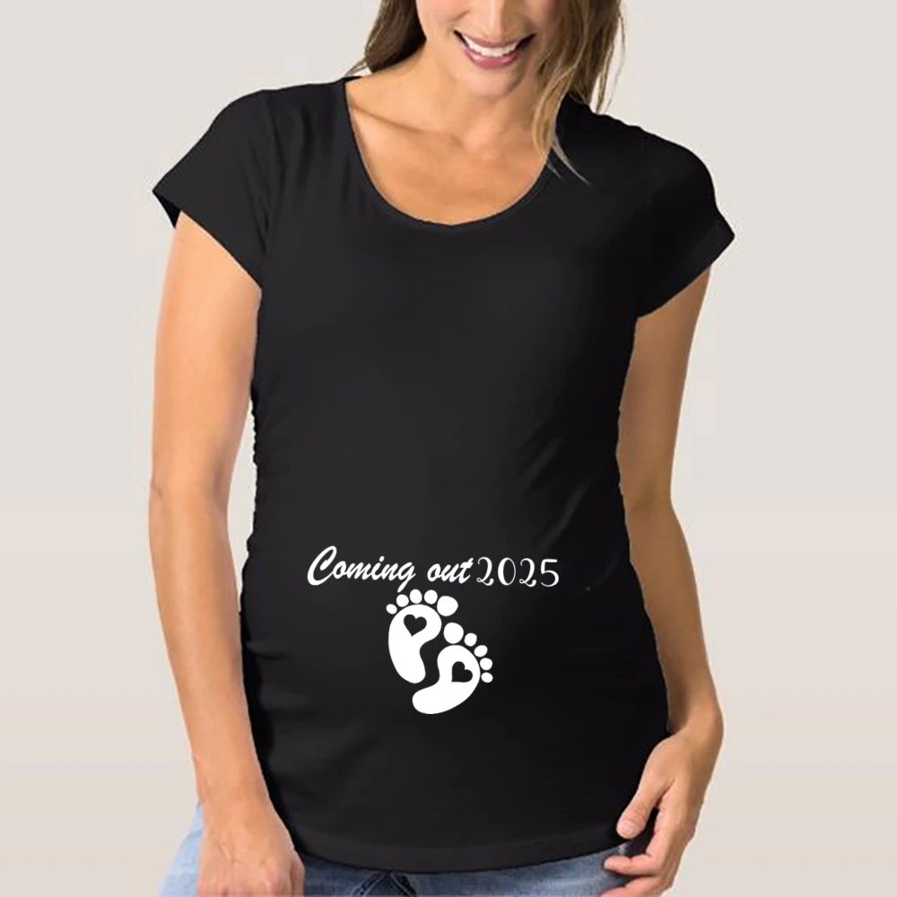 ベビーローディング 2025 プリントマタニティ Tシャツ妊婦服夏の Tシャツ妊娠発表シャツ新しいママ Tシャツトップス