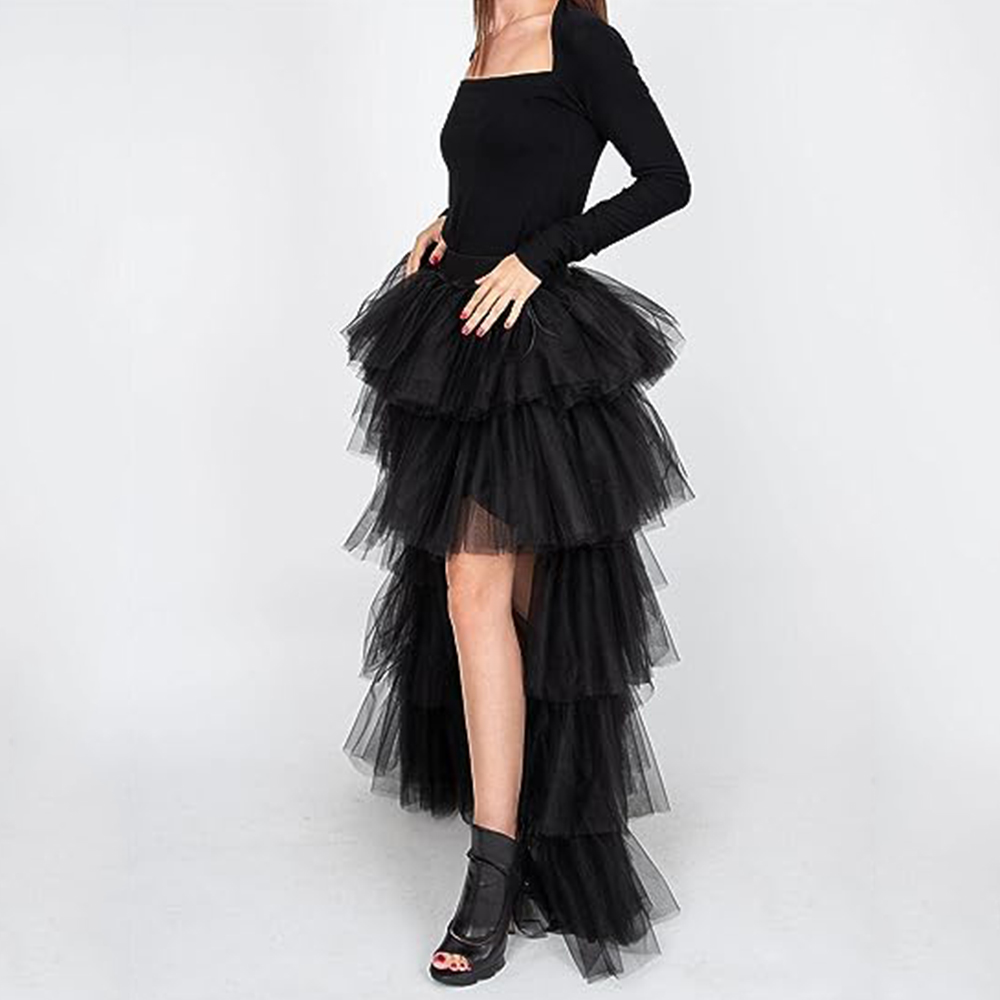 Faldas tutú largas altas y bajas para mujer, falda de fiesta de boda para ocasiones especiales de princesa esponjosa en capas de tul con cintura elástica