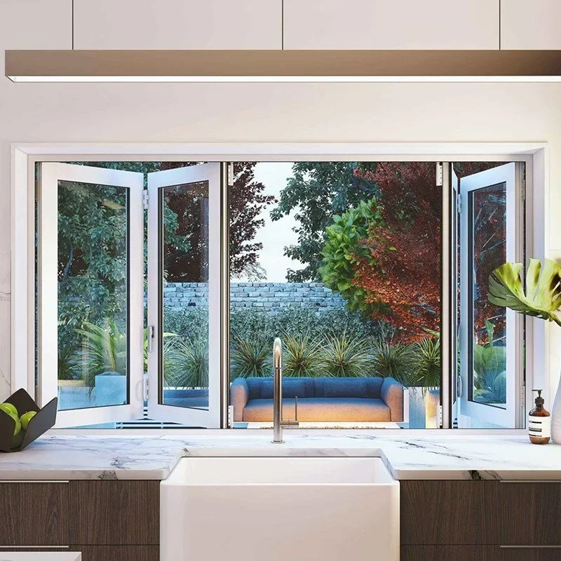Double Glazed Windows Folding Window Aluminum Sliding Window Custom Window for House Folding Folding Window Custom