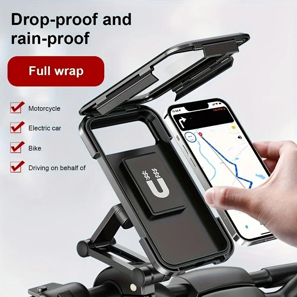 Wodoodporny uchwyt na telefon komórkowy do motocykla rower magnetyczna torba na telefon rowerowy GPS 360 °   Obrotowy, regulowany stojak na akcesoria telefoniczne