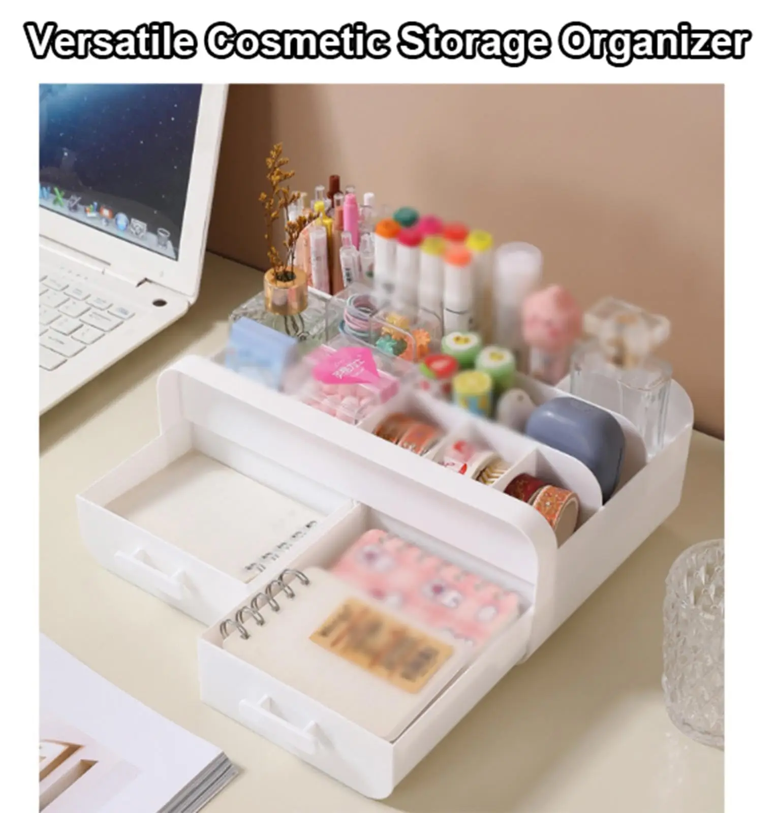 Cosmetics Makeup Storage Box Plastic Storage with 2 Drawer Home Organizer Box Makeup Case ﻿