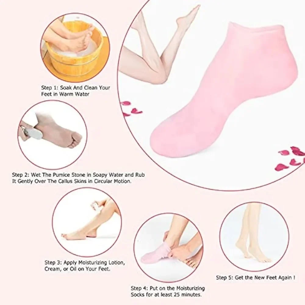 ซิลิโคน Moisturizing ถุงเท้าเท้าแห้งและ Cracked Foot Care Artifact เจลนวด Anti Crack Moisturizing Home Essential
