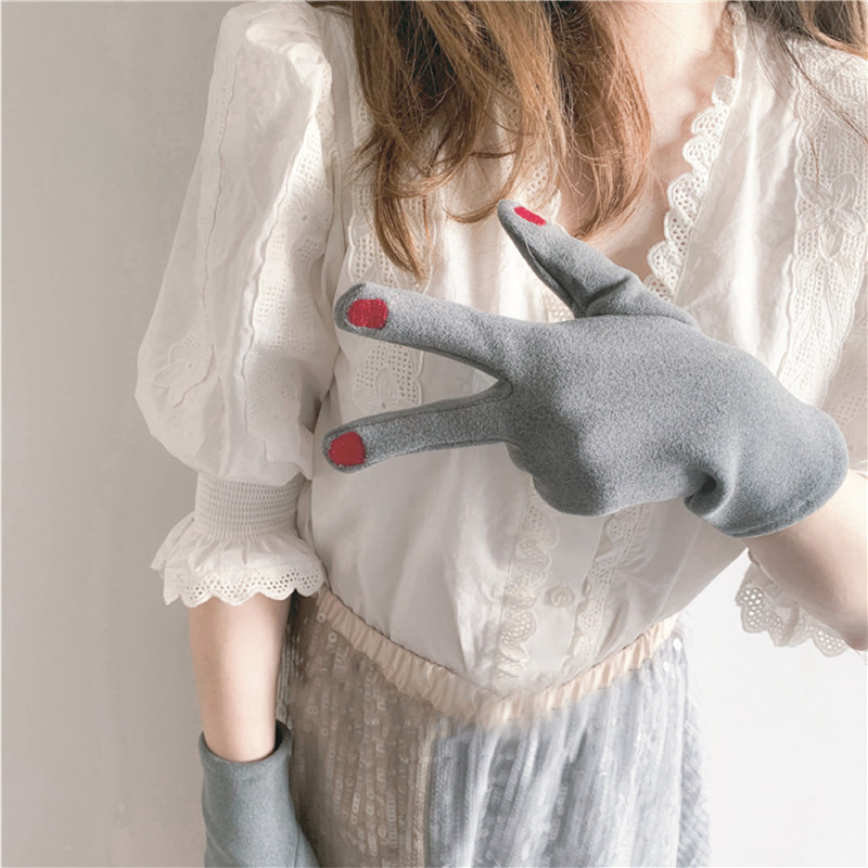 Modne rękawiczki do paznokci Grace Lady Winter Vintage Full Finger Glove Women Thick Driving Touch Screen Warm Mittens Female T124