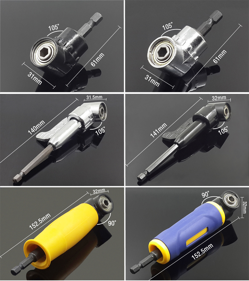 90/105/360 度 1/4 "六角シャンク磁気アダプタ曲げドリルリバーシブルラチェットドライバー調整可能なパワードライバーツール