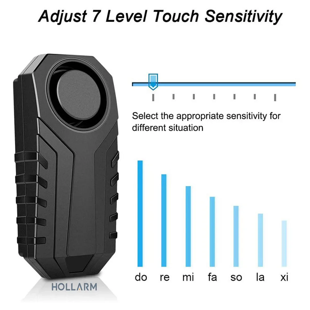 Hollarm-alarma de vibración inalámbrica para bicicleta, sistema de alarma antirrobo para motocicleta, resistente al agua IP55, Control remoto