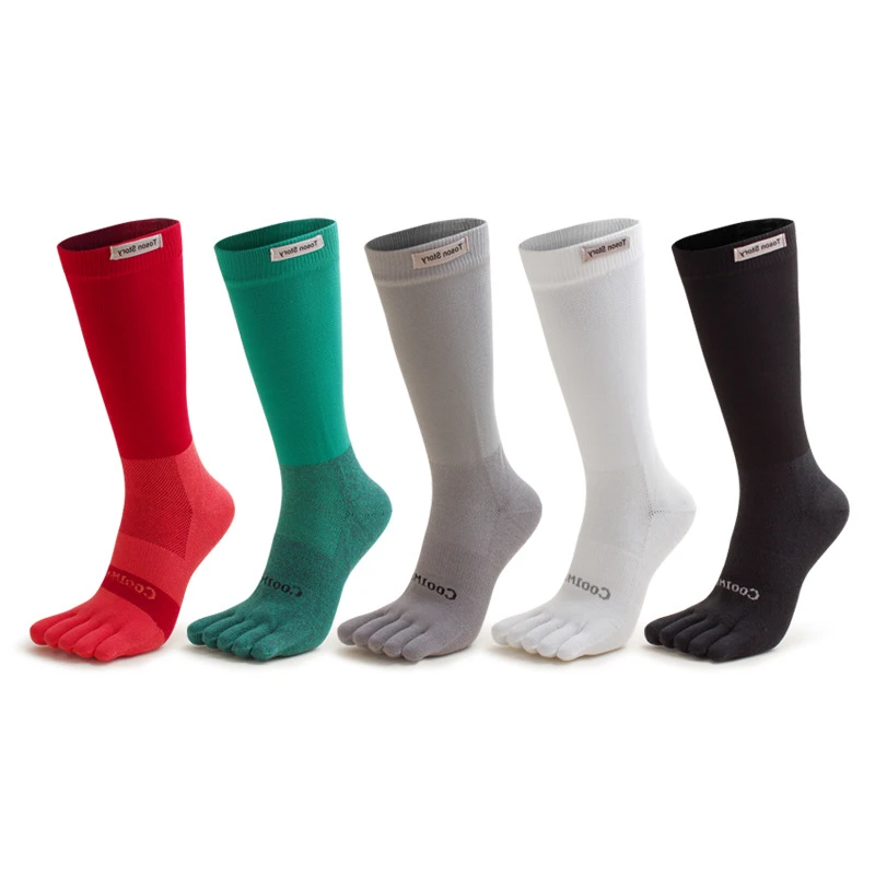 Calcetines cálidos de invierno 2025, calcetines de cinco dedos para hombre, tela de secado rápido, absorbentes para el sudor, resistentes a los olores, calcetines deportivos largos con punta abierta para correr