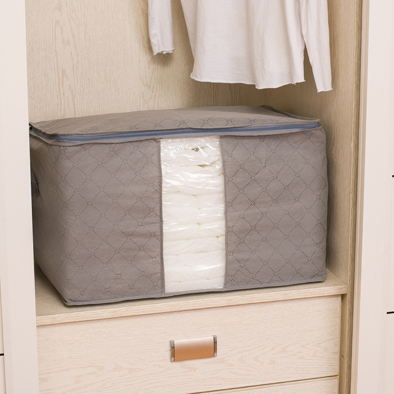 Bolsa de armazenamento de colcha de algodão não tecido, grande capacidade, à prova de umidade, poeira, portátil, organizador de roupas para bagagem móvel