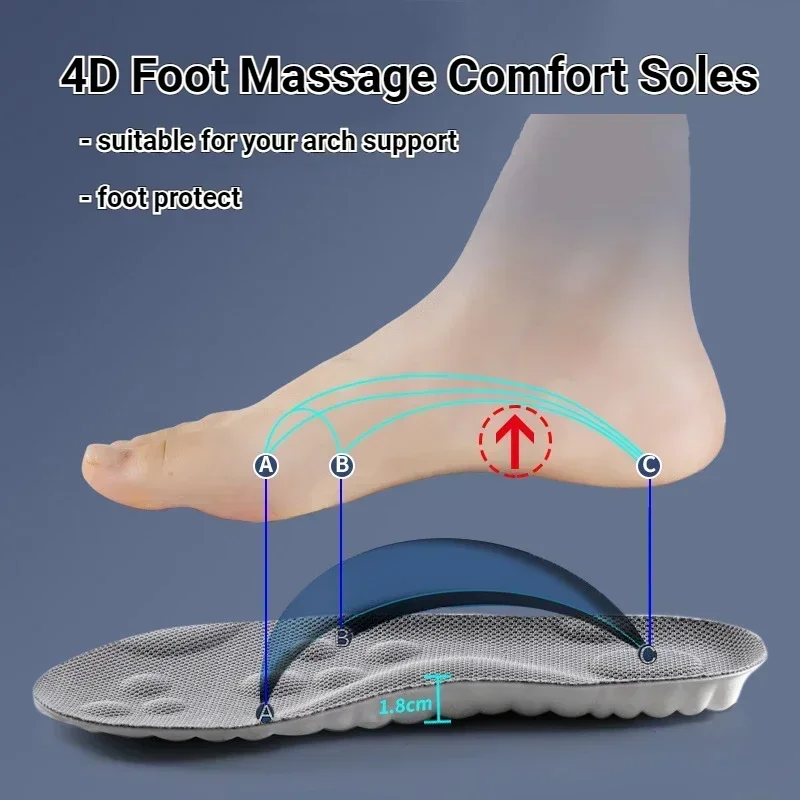 Latex Sport Insoles for Men Women Soft High Elasticity Insole Running Shoes Pad Deodorant Orthopedic Arch Support Insert Cushion