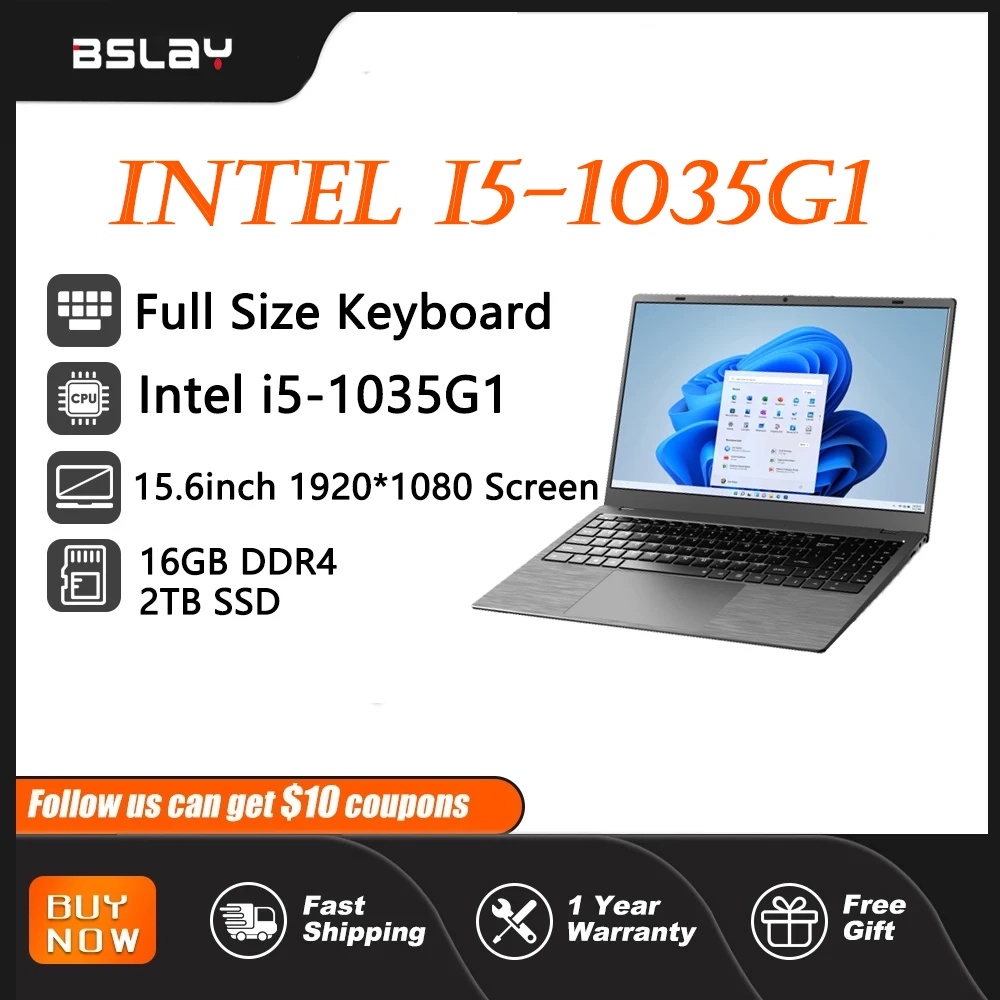 Laptop 15,6 cala Intel I5-1035G1 16 GB RAM 2 TB SSD DDR4 HD Aparat Odblokowanie linii papilarnych 4 rdzenie 8 wątków 3,6 GHz 5G Komputer Wi-Fi