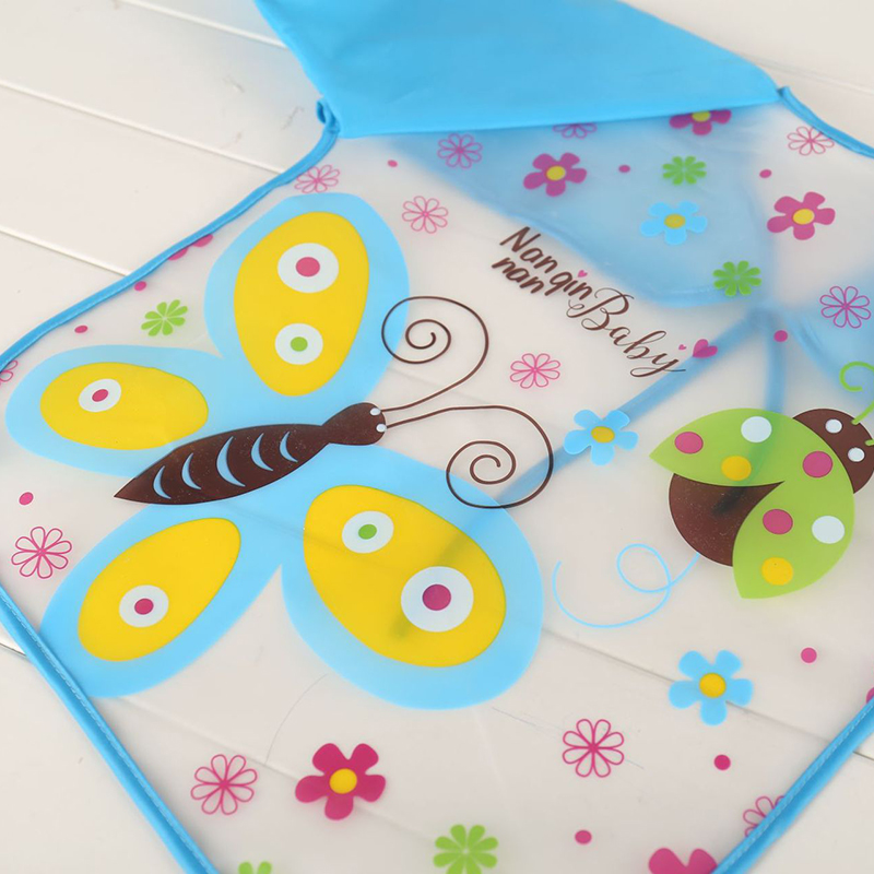 Bavaglino anti-sporco impermeabile in EVA per bambini da 0 a 3 anni Cappotto con cinturino a maniche lunghe Bavaglino morbido a prova di sporco Modello simpatico cartone animato Panni per ruttini