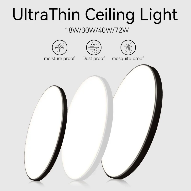 Luces de techo Lámparas de techo LED ultrafinas Panel de luz moderno redondo cuadrado 18/30/50W Luz empotrable LED Sala de estar Dormitorio Cocina