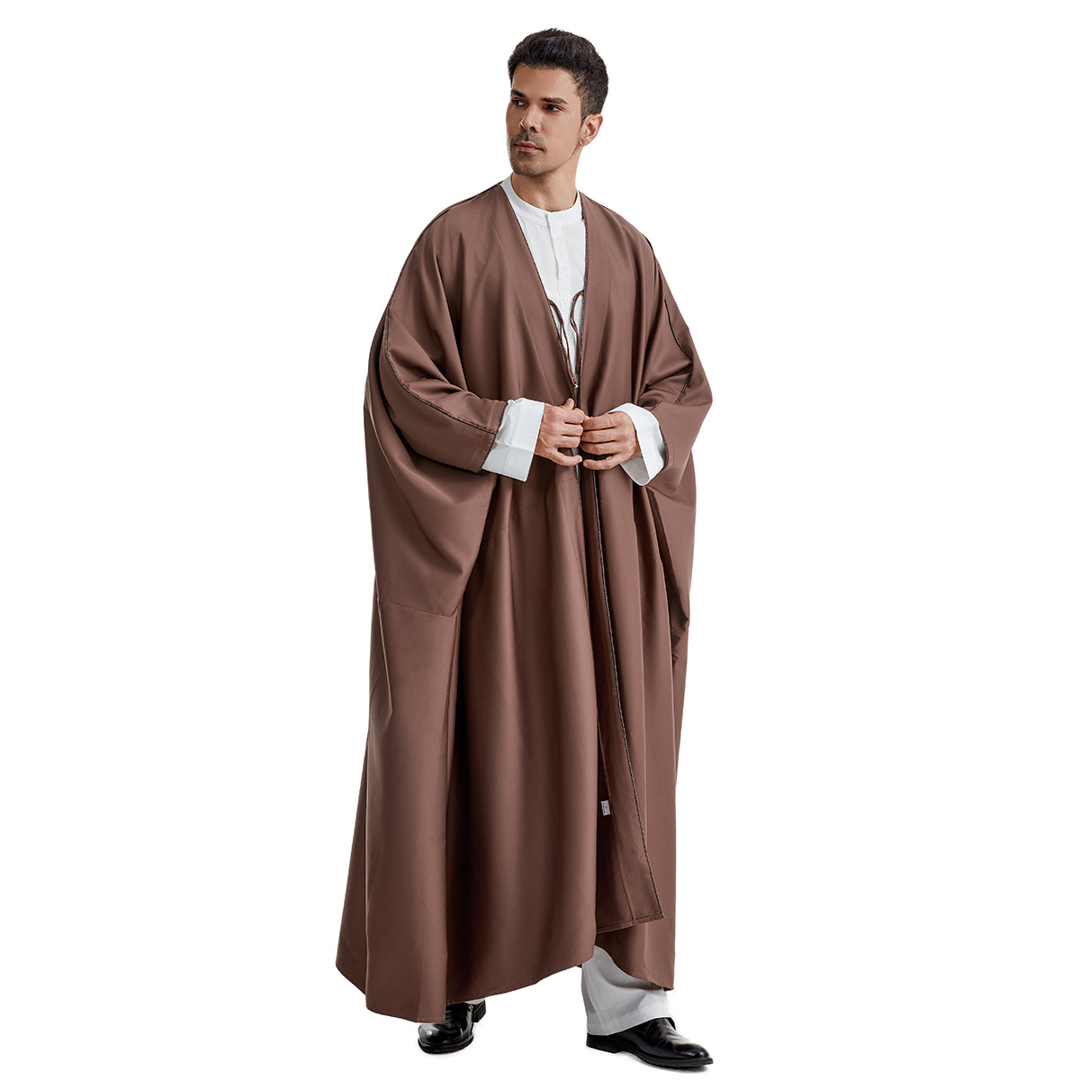 Ramadan Djellaba Eid Abaya Gebed Kaftan Mannen Moslim Open Abaya Kalkoen Arabisch Vest Gewaad Marokko Jubba Thobe Islam Dishdasha