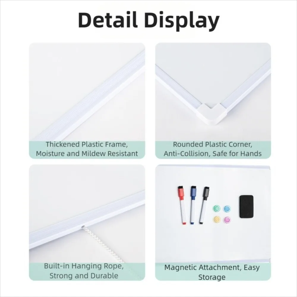 with 3 Markers & 4 Magnets Dry Erase Board 16" X 12" Wall Mounted Whiteboard Small Double-Sided Graffiti Drawing Board