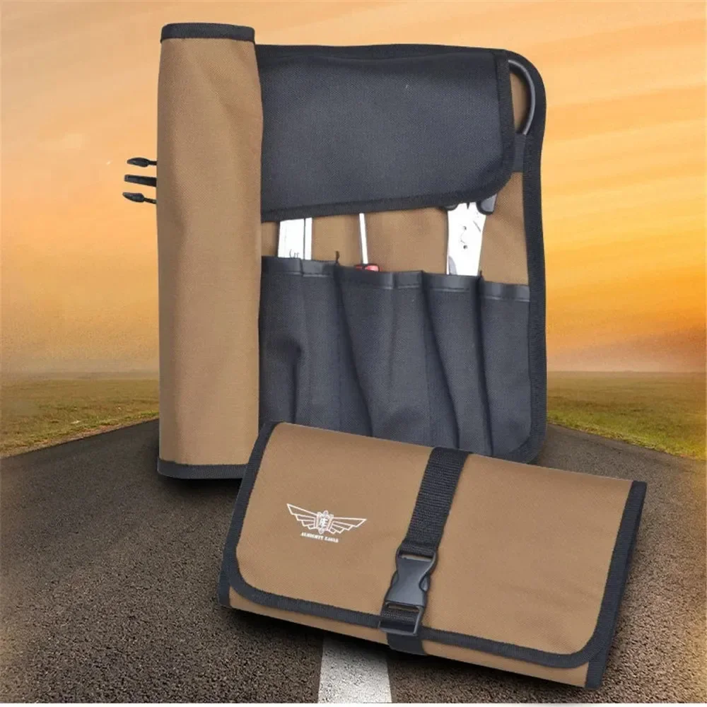 Oxford Cloth Roll Portable Pouch Bag Wrench Tool Foldable Spanner Hammer Camping Pocket Tool Storage Bag Toolkit