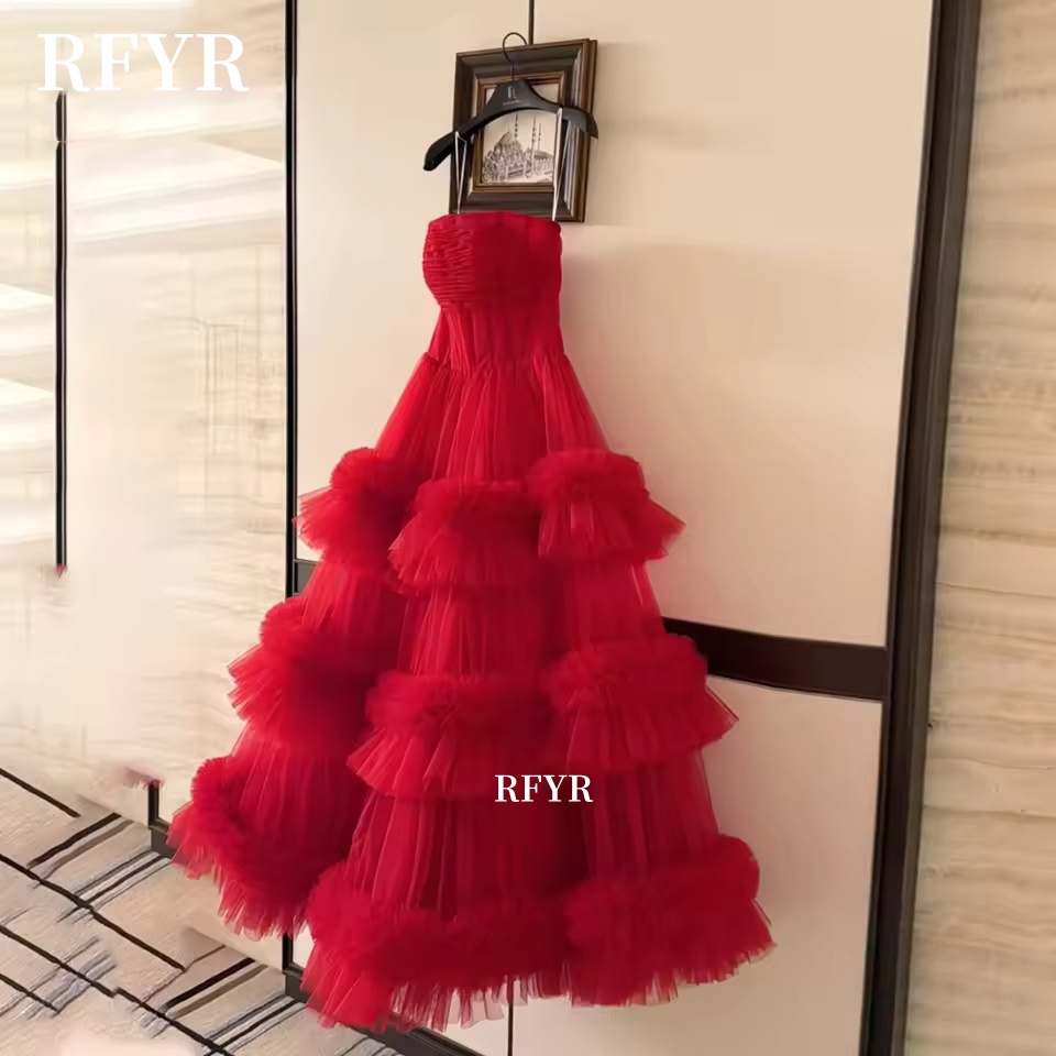 RFYR A-Linien-Abendkleid, mehrschichtig, herzförmiges Partykleid für Damen, فسات Vara Sierra Sierra Sierra Strapless Prom Dress, individuell gestaltet