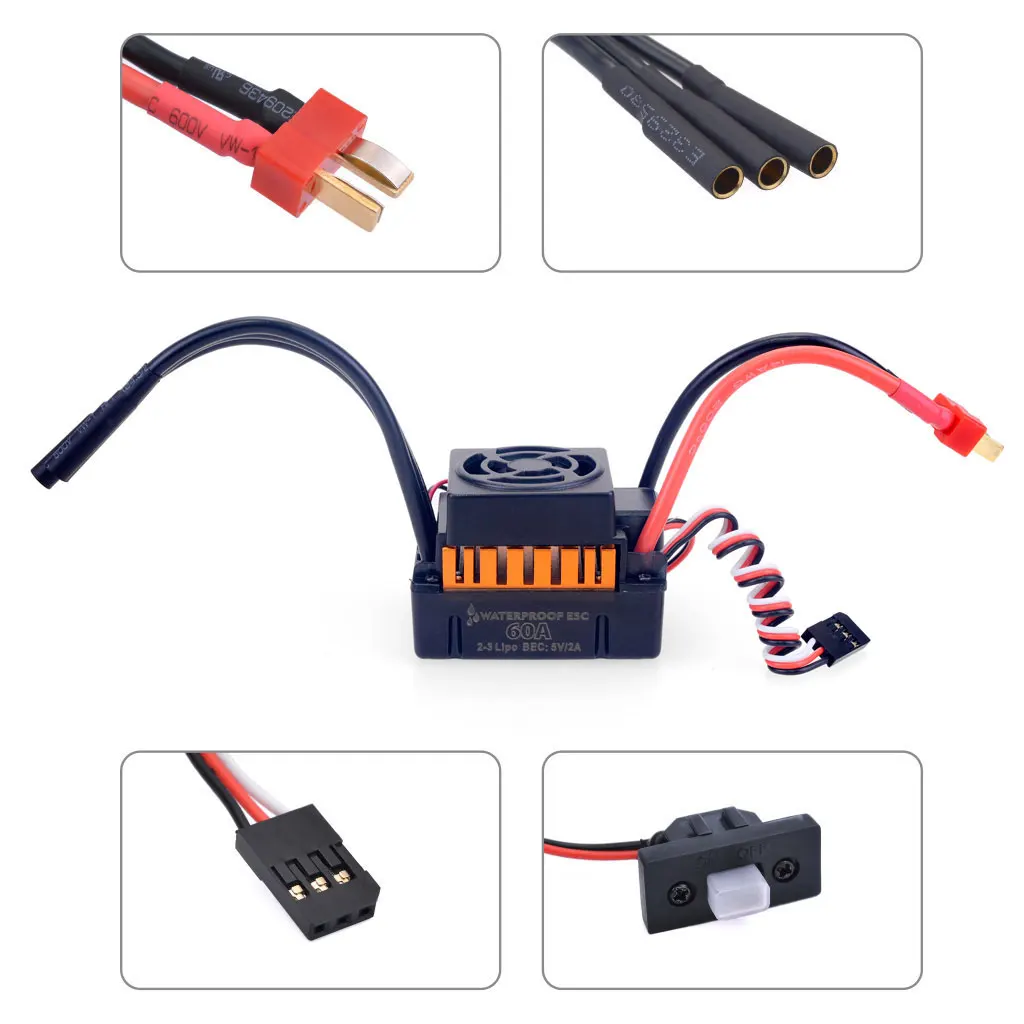 1:10 1:12 1:14 RC pieza impermeable F540 3300KV 4370KV Motor sin escobillas con 60A ESC para Wltoys 144001 124019   RC 124018   Camión Buggy
